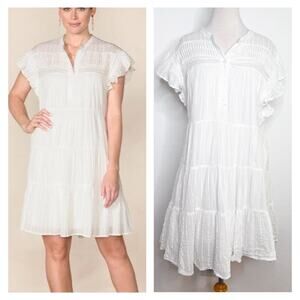 Good‎ Hart Womens Sierra Flutter Sleeve Cotton Dress Size M White Preppy Summer